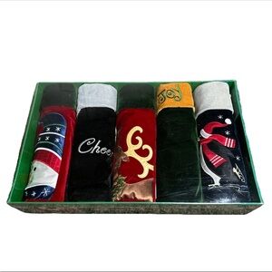 Vintage Bottle Totes Gift Set Of 5 Costco Christmas Holiday Snowman Velvet